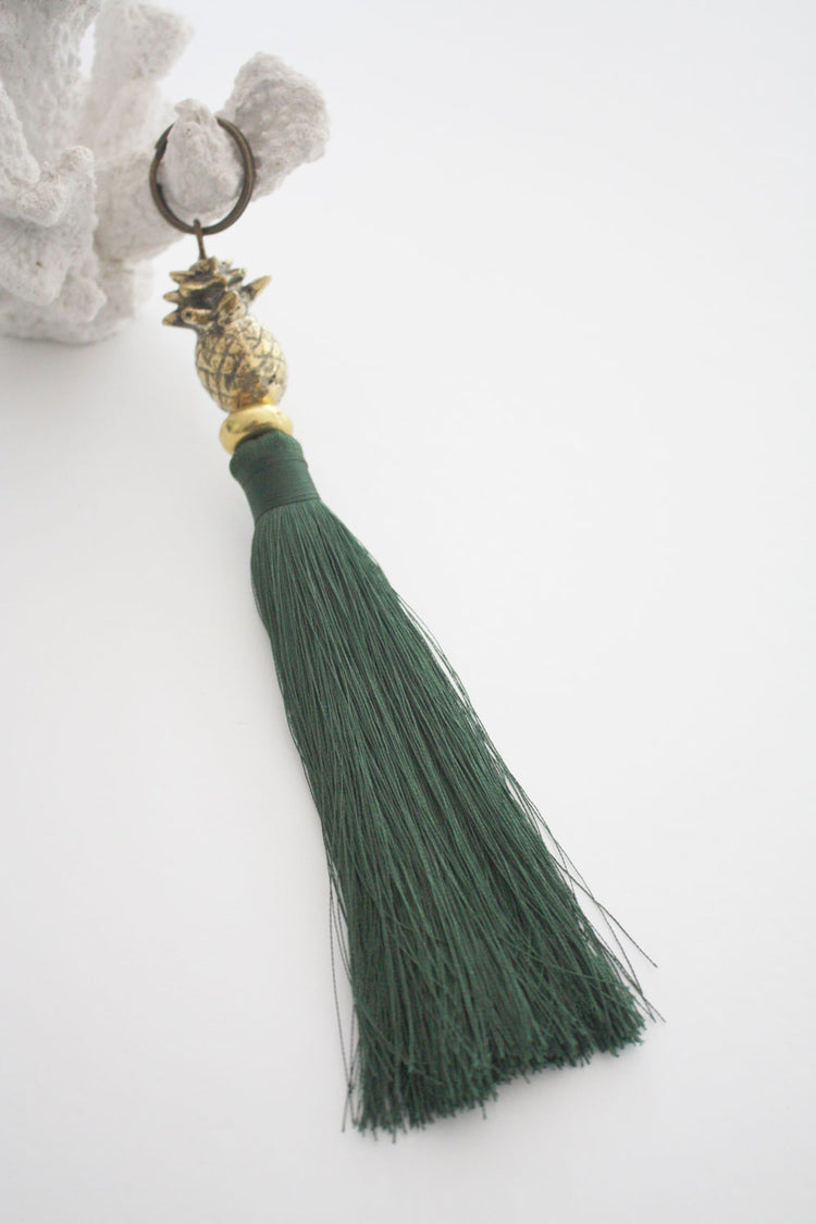 Brass Pineapple Keyring with Tassel