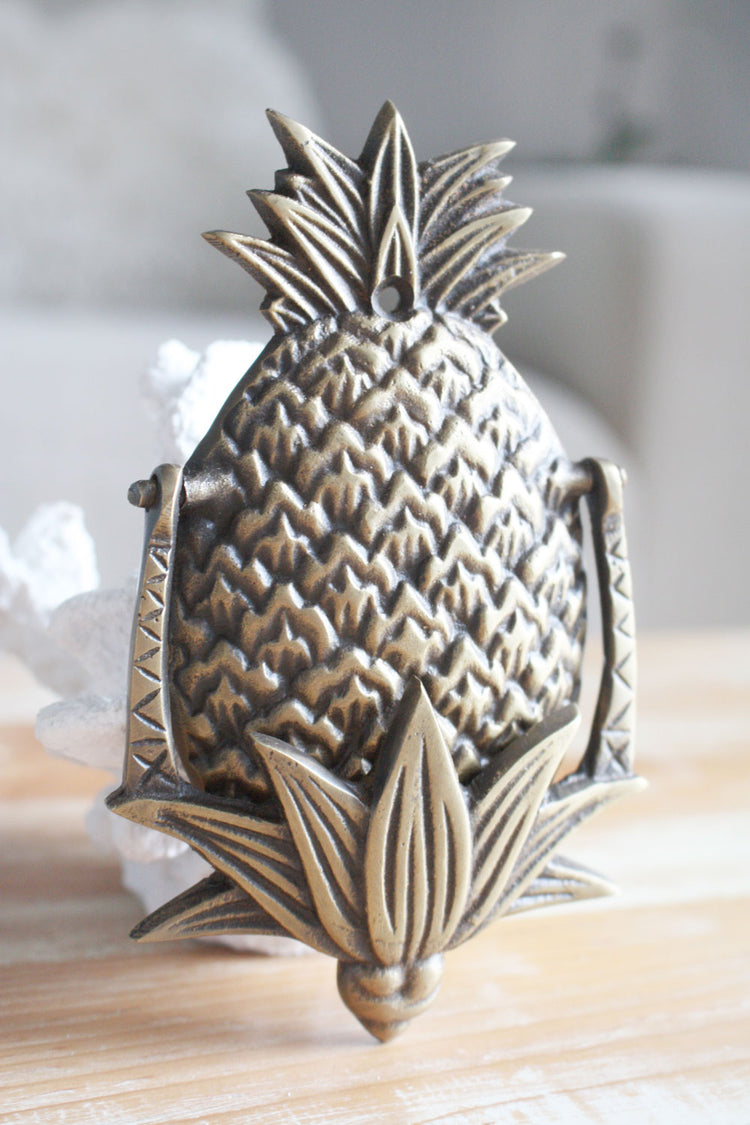 Brass Pineapple Door Knocker - Antiqued