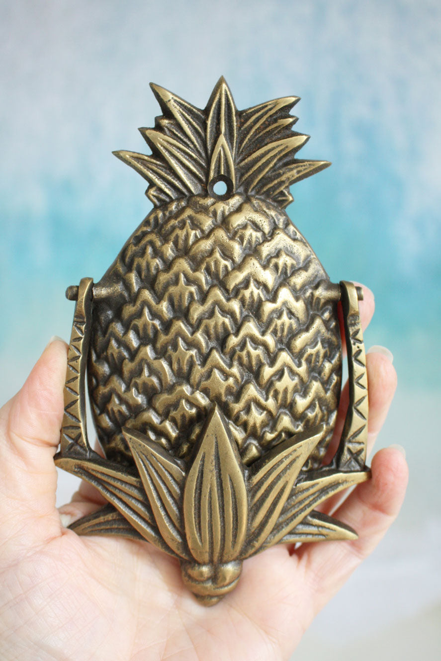 Brass Pineapple Door Knocker - Antiqued