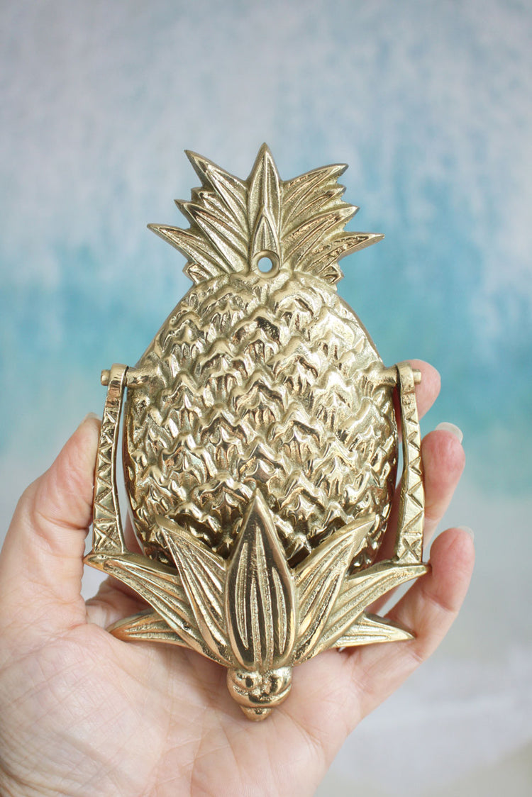 Brass Pineapple Door Knocker - Polished