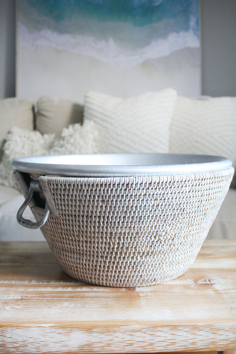 Rattan Champagne Cooler - Whitewash