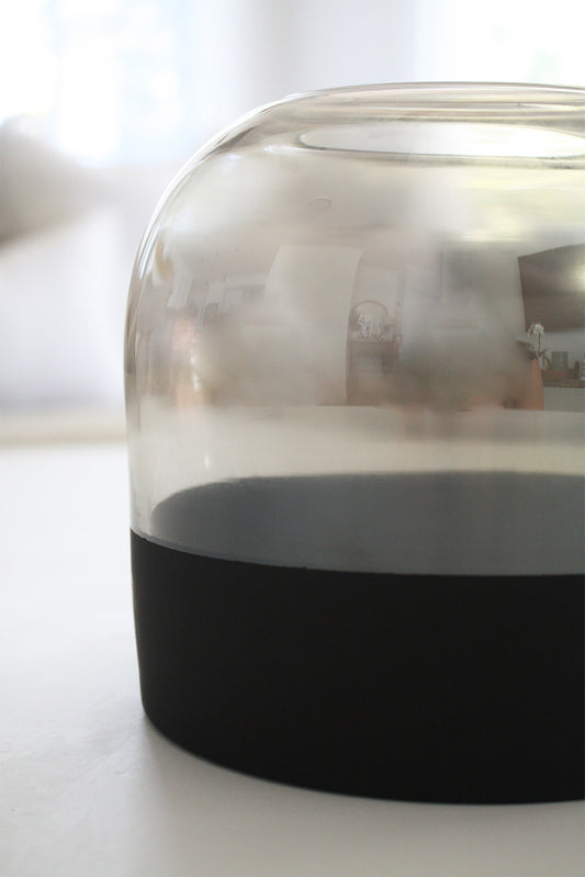 Band Glass Vase - Smoke + Black