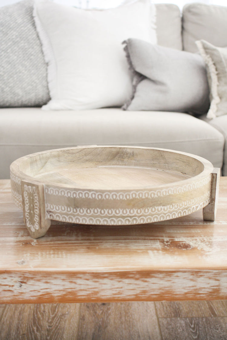 Tiare Wood Tray 31cm White Washed