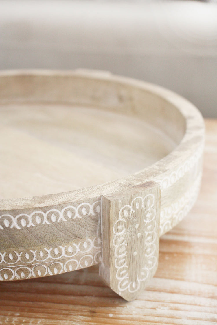 Tiare Wood Tray 31cm White Washed