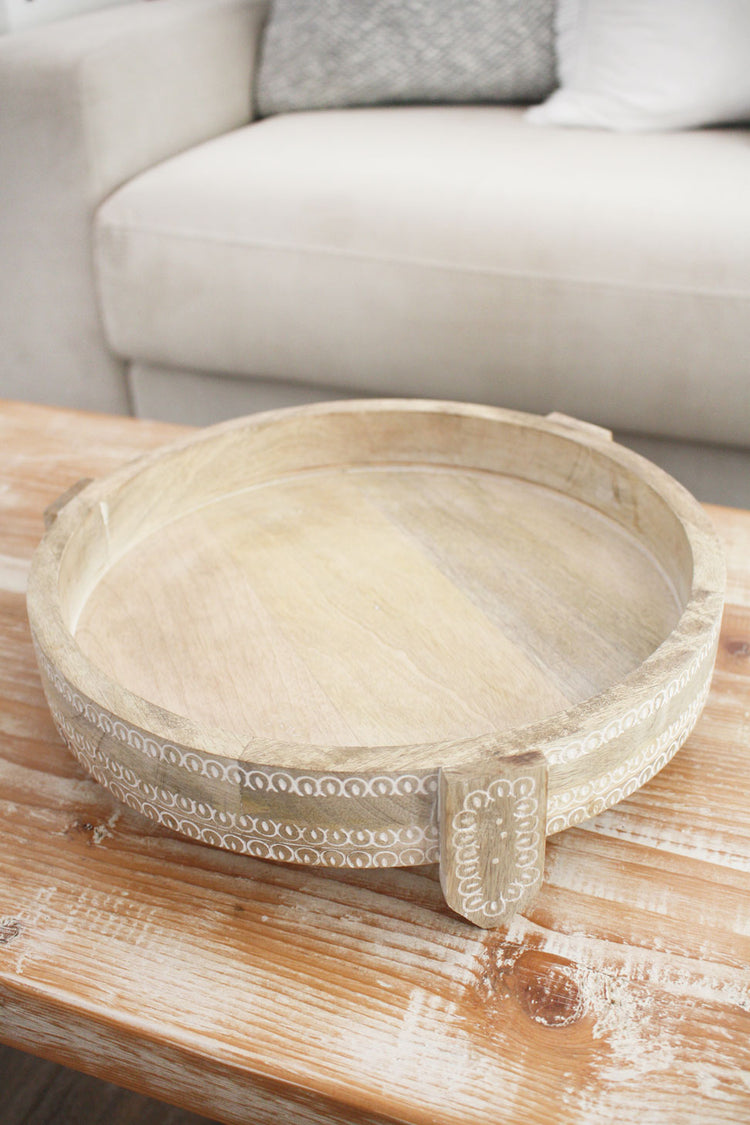 Tiare Wood Tray 31cm White Washed