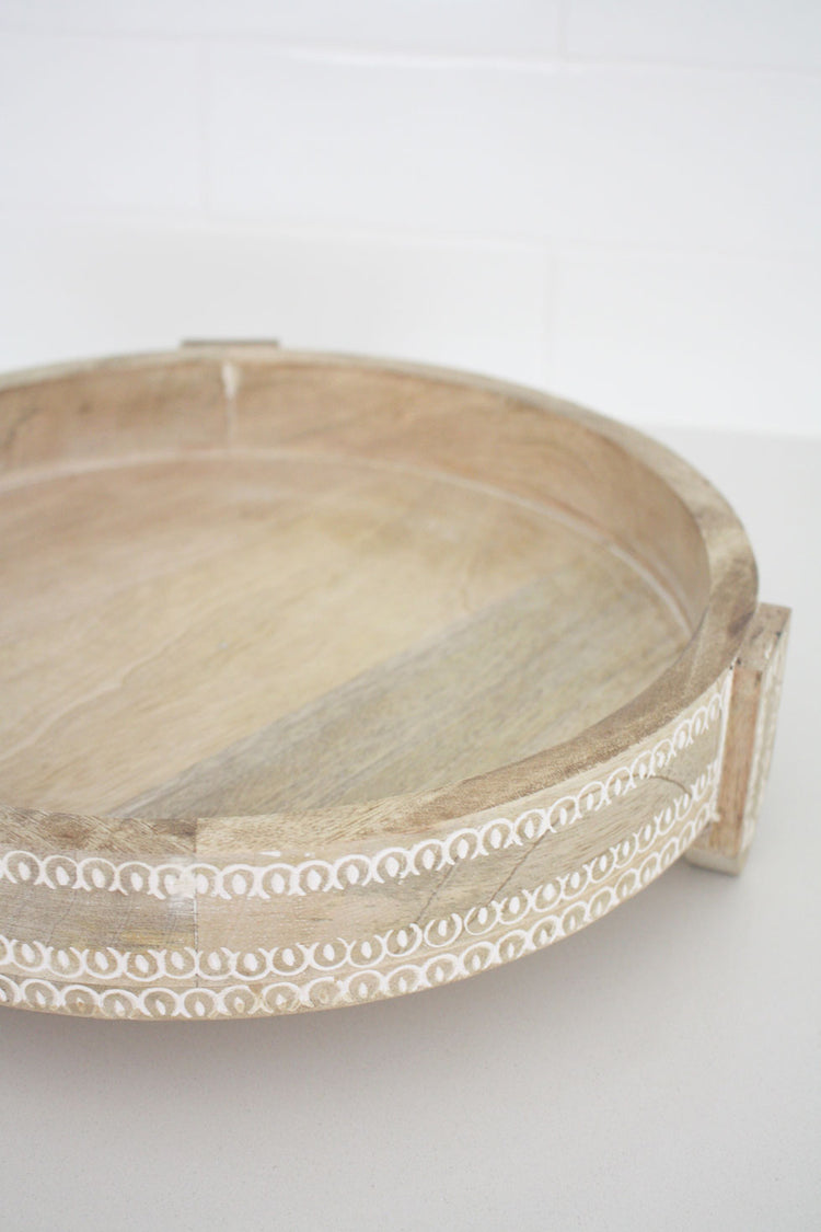 Tiare Wood Tray 31cm White Washed
