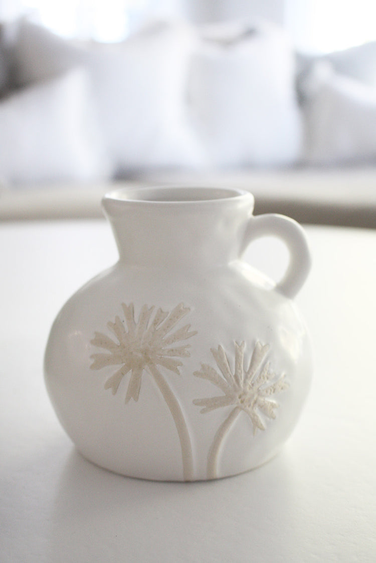 Small White Ceramic Urn Vase