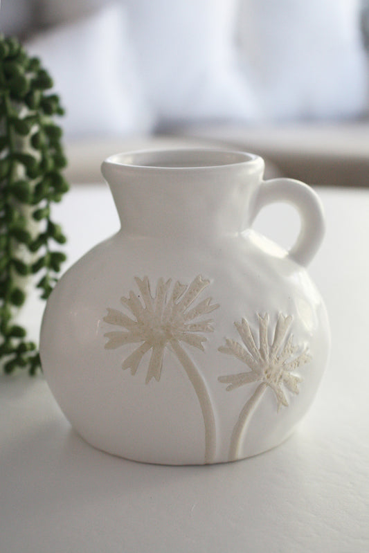 Small White Ceramic Urn Vase