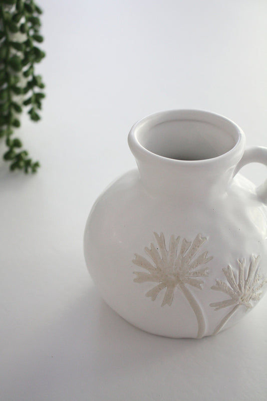 Small White Ceramic Urn Vase