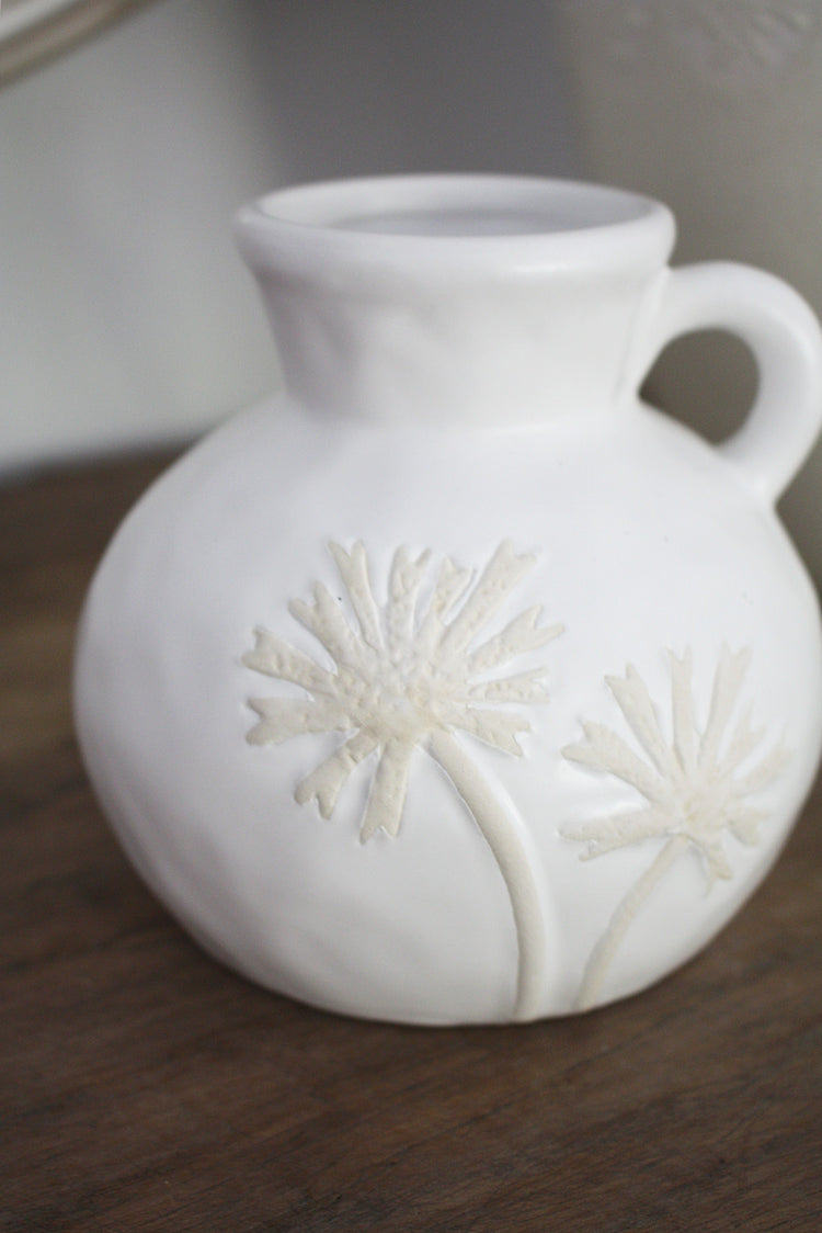 Small White Ceramic Urn Vase