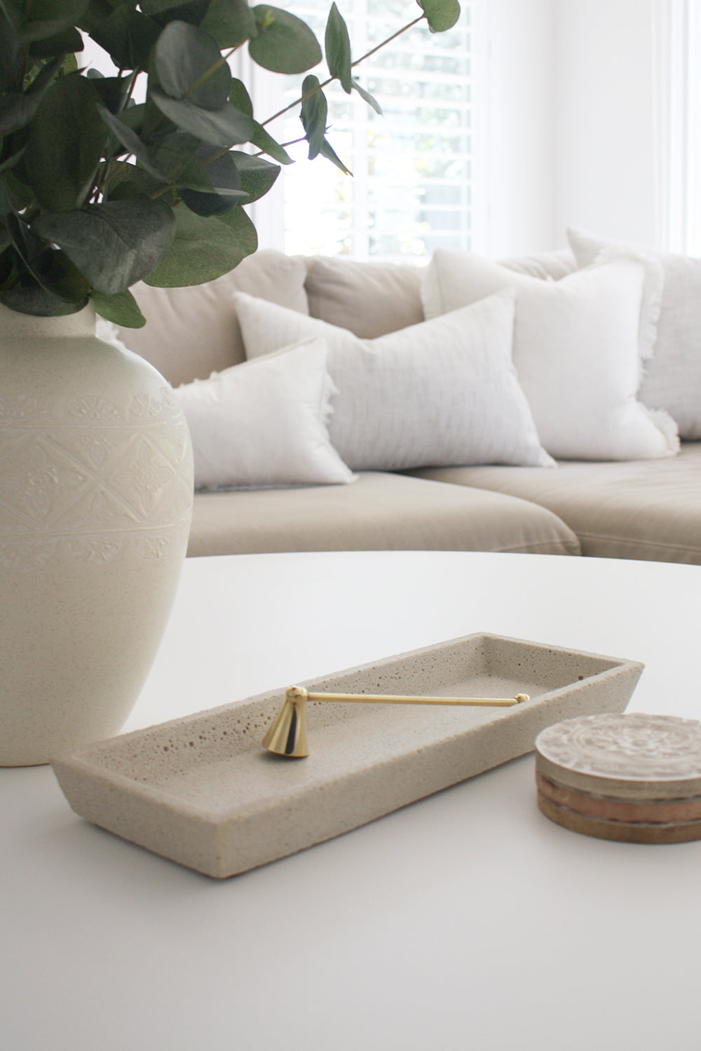 Concrete Rectangle Tray - Cream