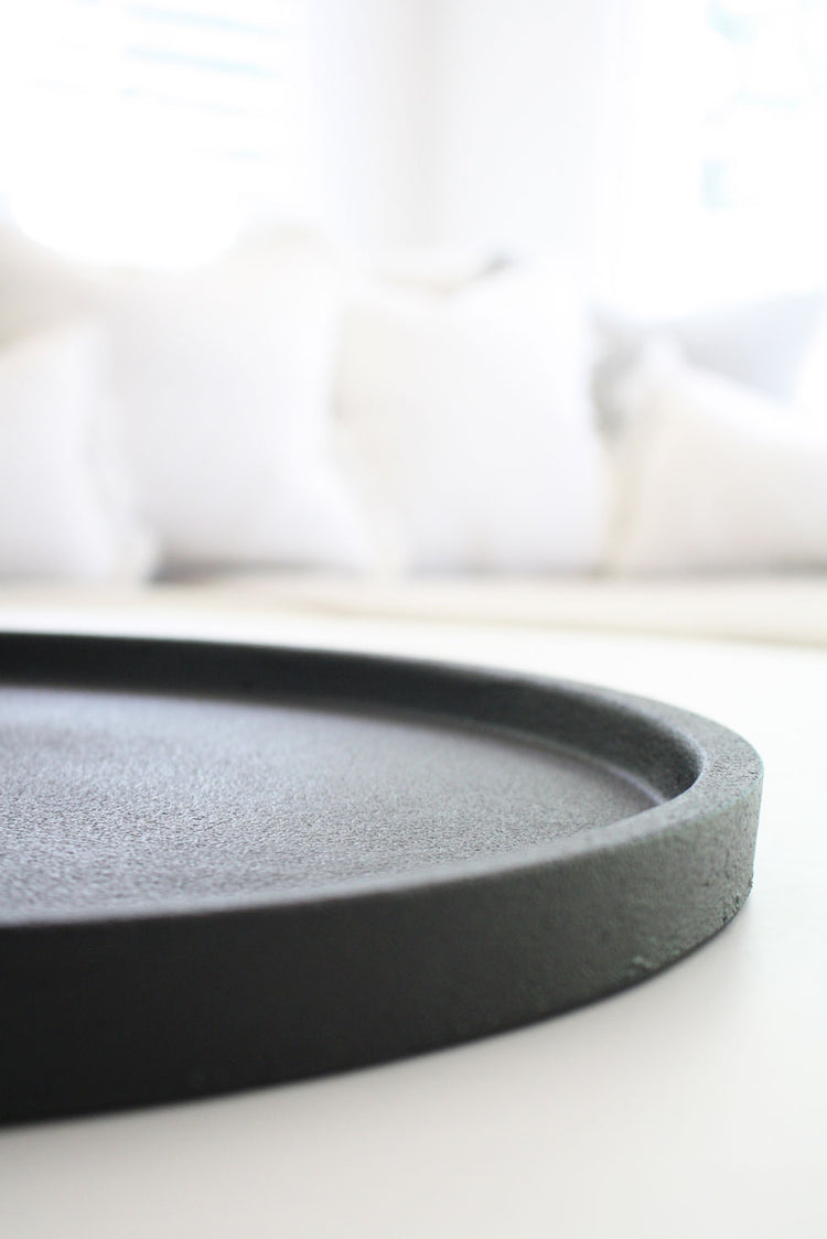 Concrete Round Tray 45cm - Black