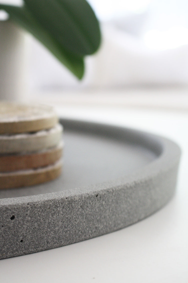 Concrete Round Tray 45cm - Natural Grey