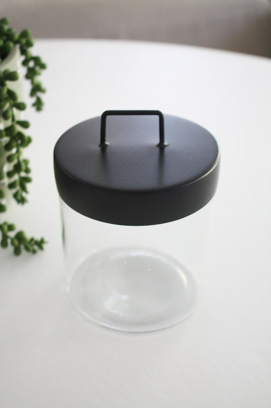 Glass Jar with Black Metal Lid - Small